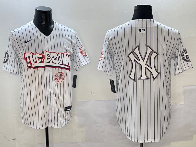 Men New York Yankees Blank White Stripe four generations Joint Name 2025 Nike MLB Jersey style 7->los angeles dodgers->MLB Jersey